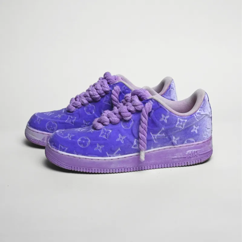 Purple LV Velvet Air Force 1 sold by Drippy Custom Many