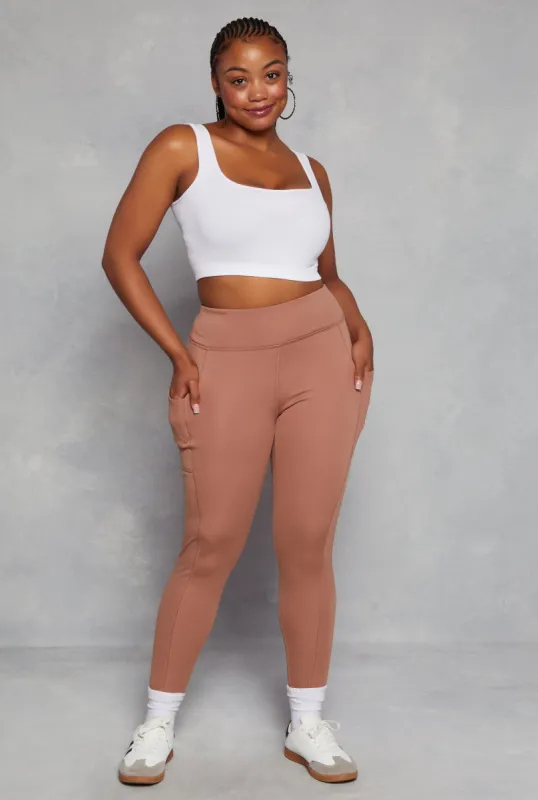 Plus Size High Waist Cell Phone Pocket Leggings sold by Rainbow