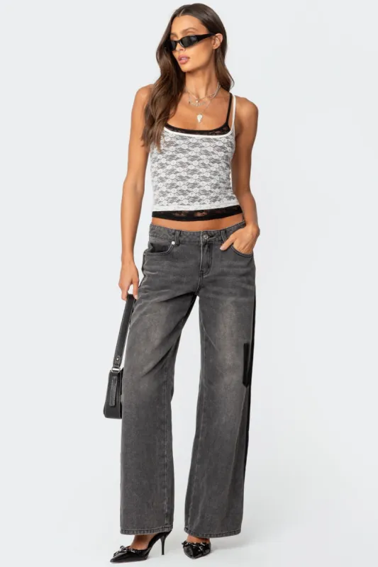 Contrast Pocket Washed Low Rise Jeans sold by Edikted