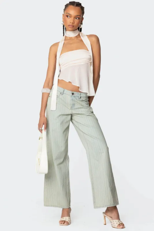 Lannah Textured Low Rise Jeans sold by Edikted