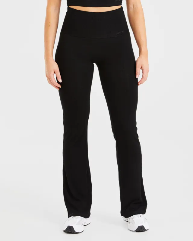 Lounge Ribbed Foldover Flared Leggings - Black sold by AYBL