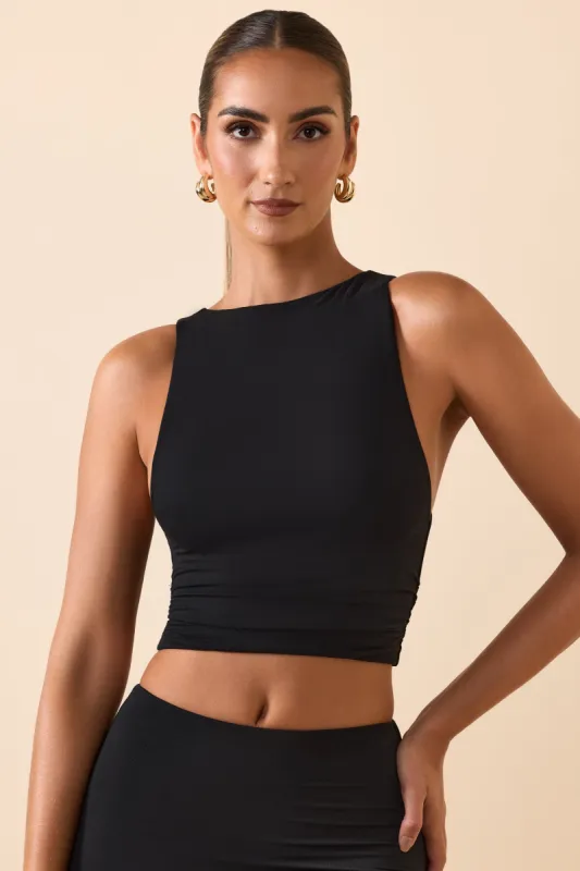 Modal Boat-Neck Tank Top in Black sold by Oh Polly