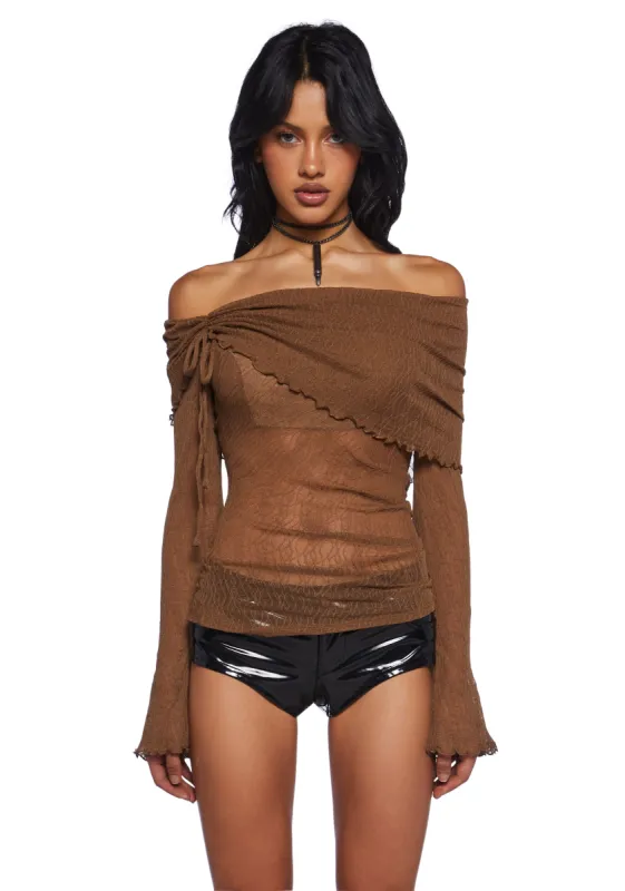 Only Yours Long Sleeve Top - Brown sold by Dolls Kill