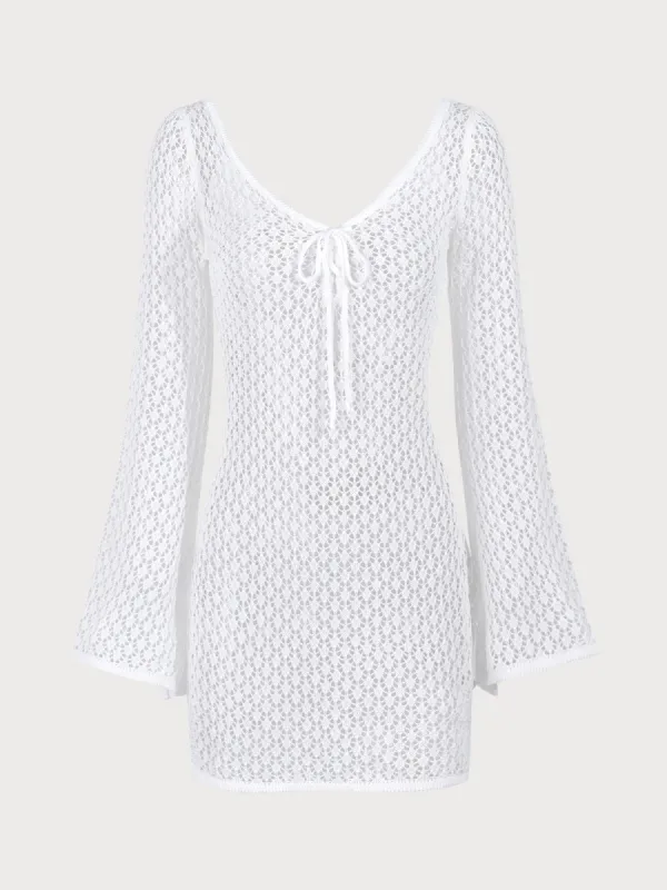 White Crochet Mesh Skirt Blouse sold by BERLOOK