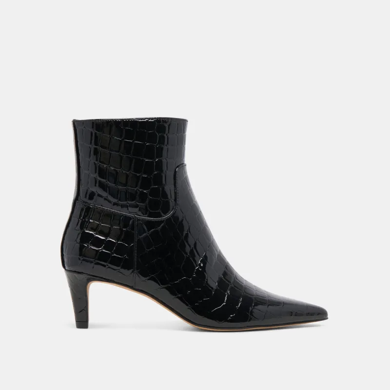 SONDRA BOOTIES NOIR EMBOSSED LEATHER sold by Dolce Vita