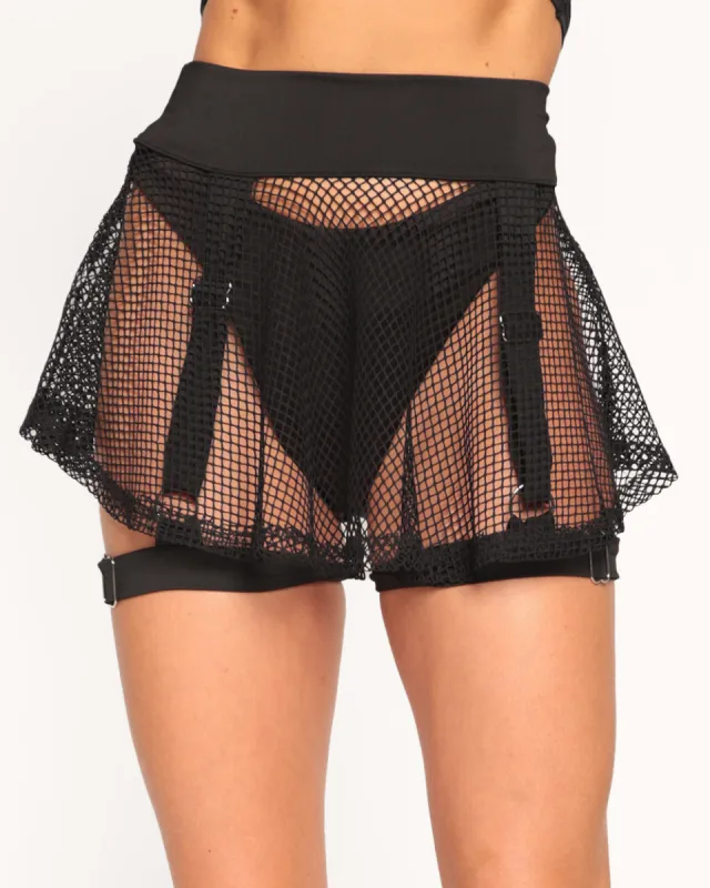 Freaky Fishnet Garter Mini Skirt sold by iHeartRaves