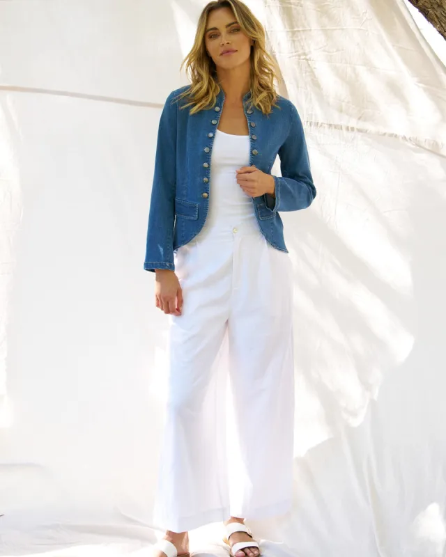 Betty Basics Stacey Denim Military Jacket Vintage Blue sold by Shine On