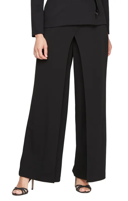 Wide Leg Crepe Pant with Skirt Panel Overlay sold by Alex Evenings
