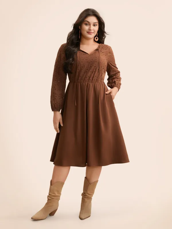 Broderie Anglaise Patchwork Tie Knot Dress sold by Bloomchic