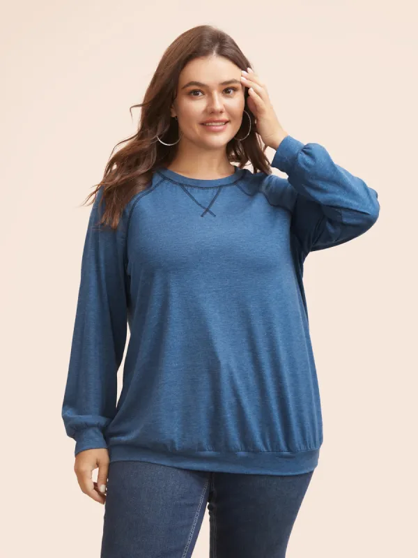Heather Stitch Raglan Sleeve T-shirt sold by Bloomchic