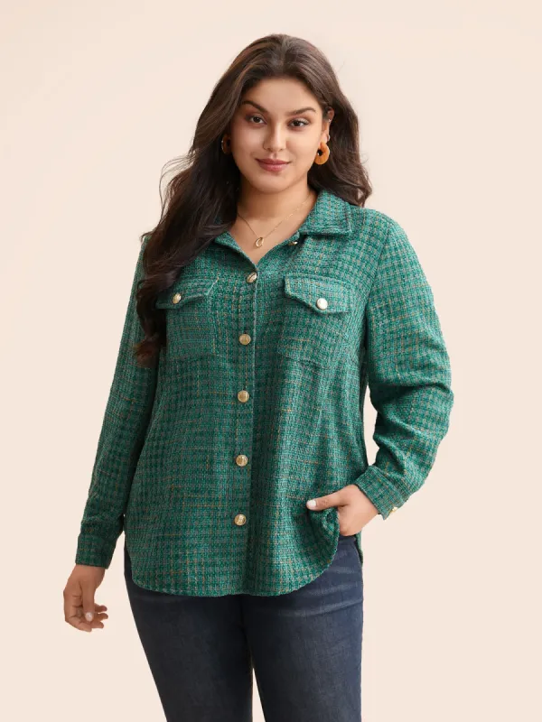 Tweed Patch Pocket Pleated Jacket sold by Bloomchic
