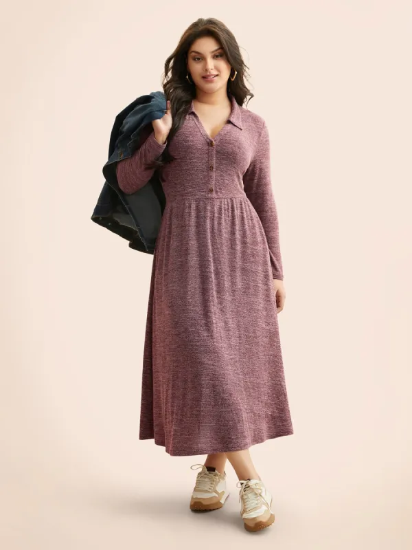 Shirt Collar Heather Button Up Dress sold by Bloomchic