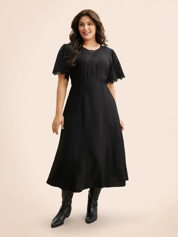 Broderie Anglaise Woven Ribbon Midi Dress sold by Bloomchic