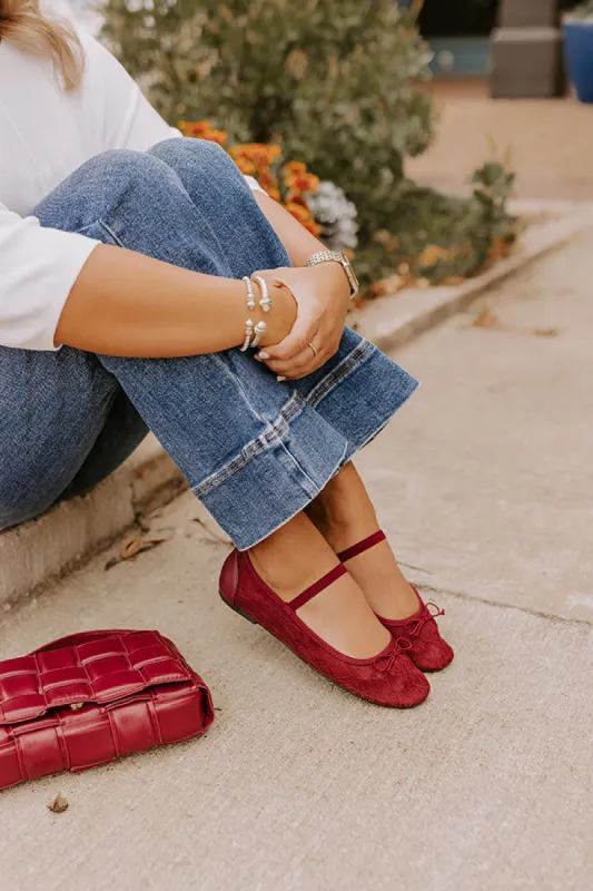The Myla Lace Flats in Wine sold by Impressions