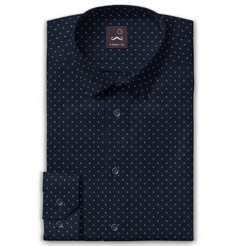 Pure Cotton - Long Sleeve - Navy Snowfall sold by Airthreads