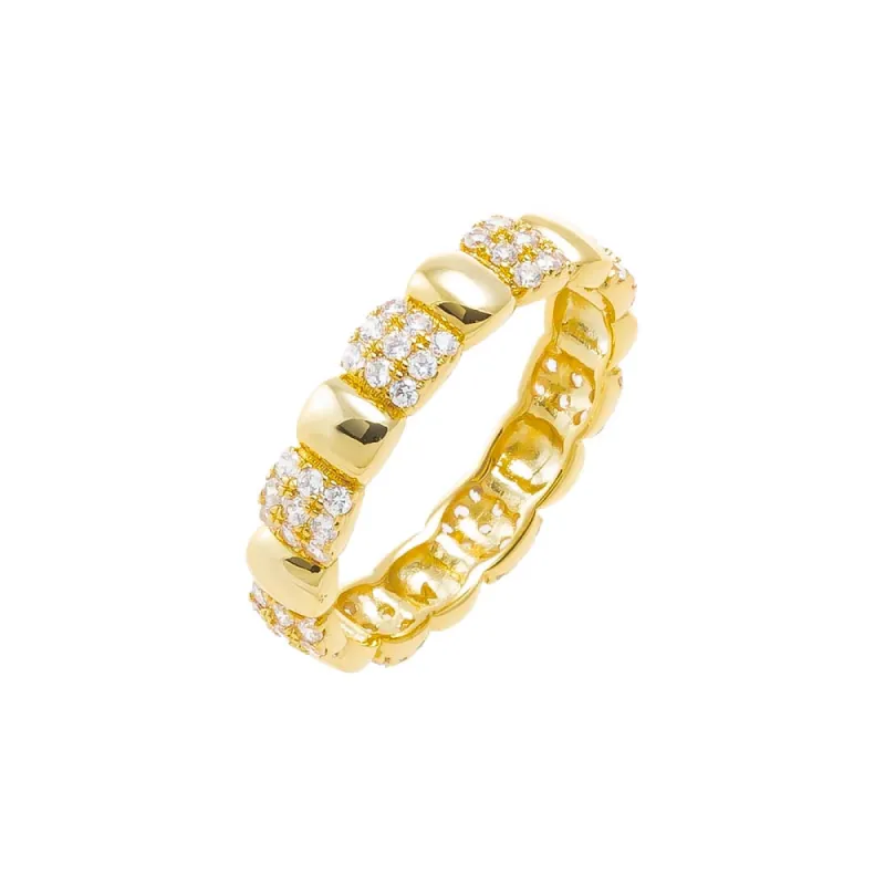Pave X Solid Rectangle Band Ring sold by Adina Eden's