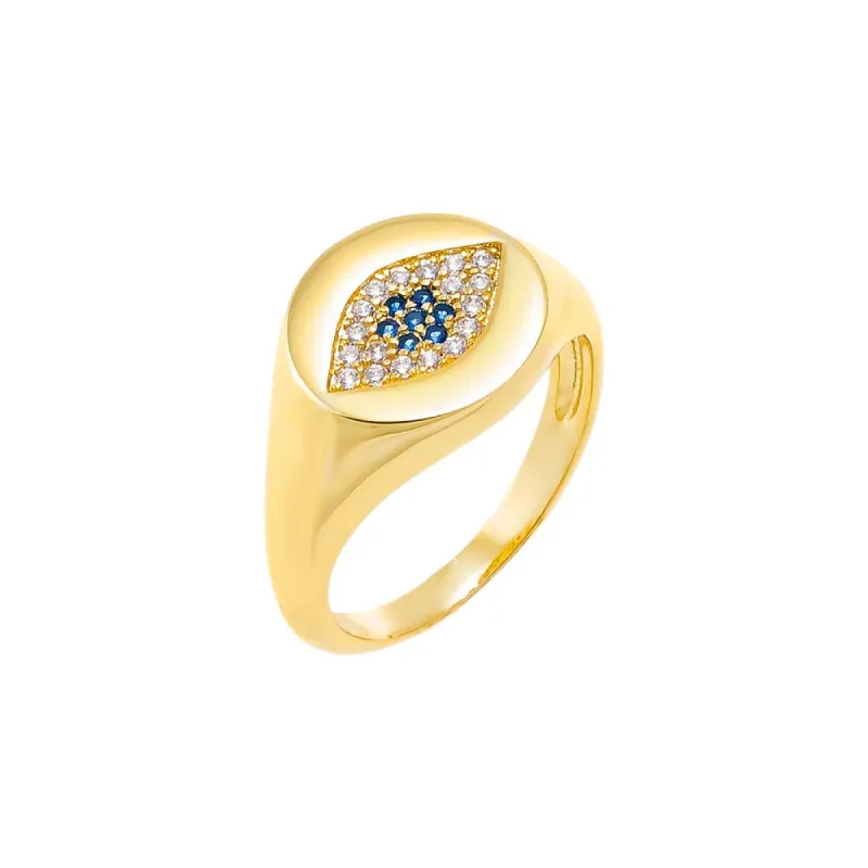 Colored Pave Evil Eye Signet Pinky Ring sold by Adina Eden's