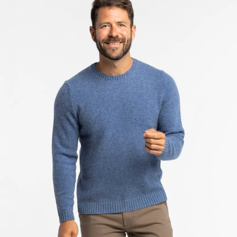Blue Melange Cashmere Crew Neck Sweater sold by Ash & Erie