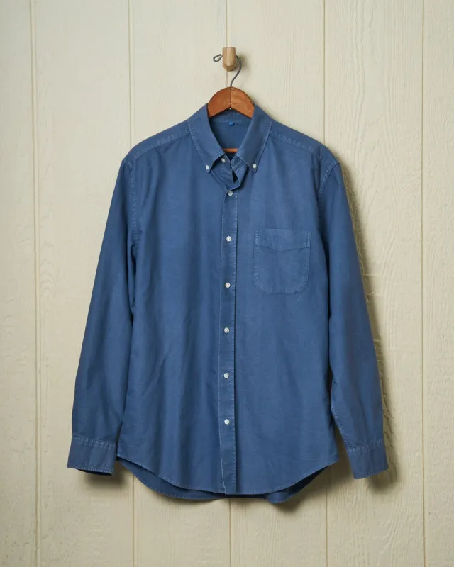 Garment Dyed Oxford Shirt in Weathered Navy sold by Quaker Marine Supply