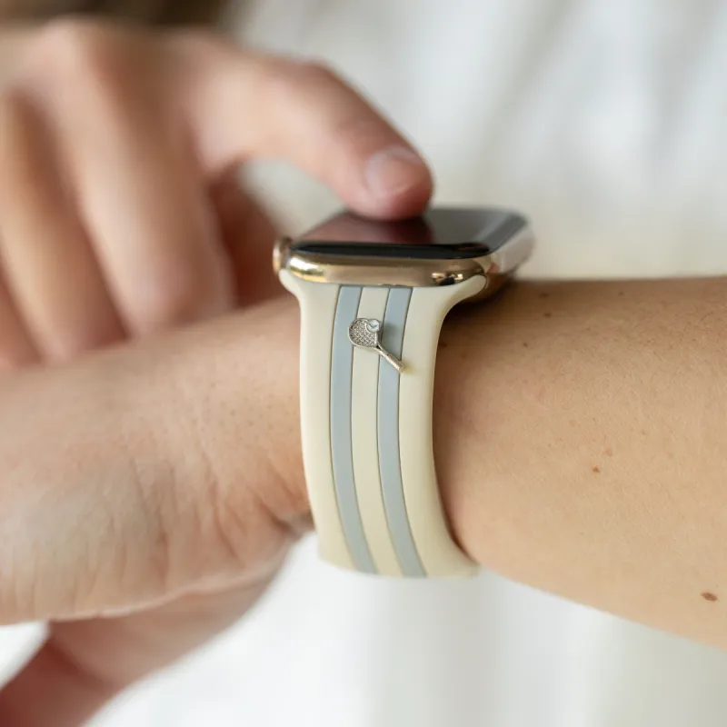 Let's Cause a Racket 🏓 Ivory and Gray Smart Watch Band sold by Strawberry Avocados
