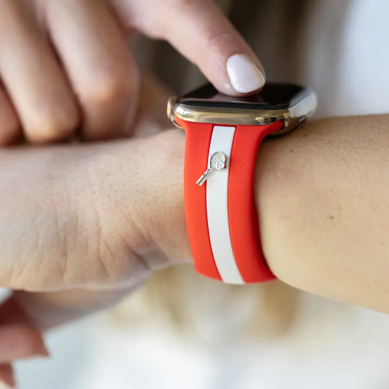 Let's Cause a Racket 🏓 Red and White Smart Watch Band sold by Strawberry Avocados