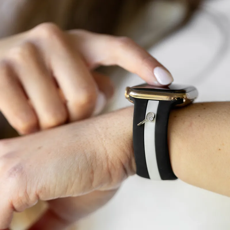 Let's Cause a Racket 🏓  Midnight Black & White Smart Watch Band sold by Strawberry Avocados