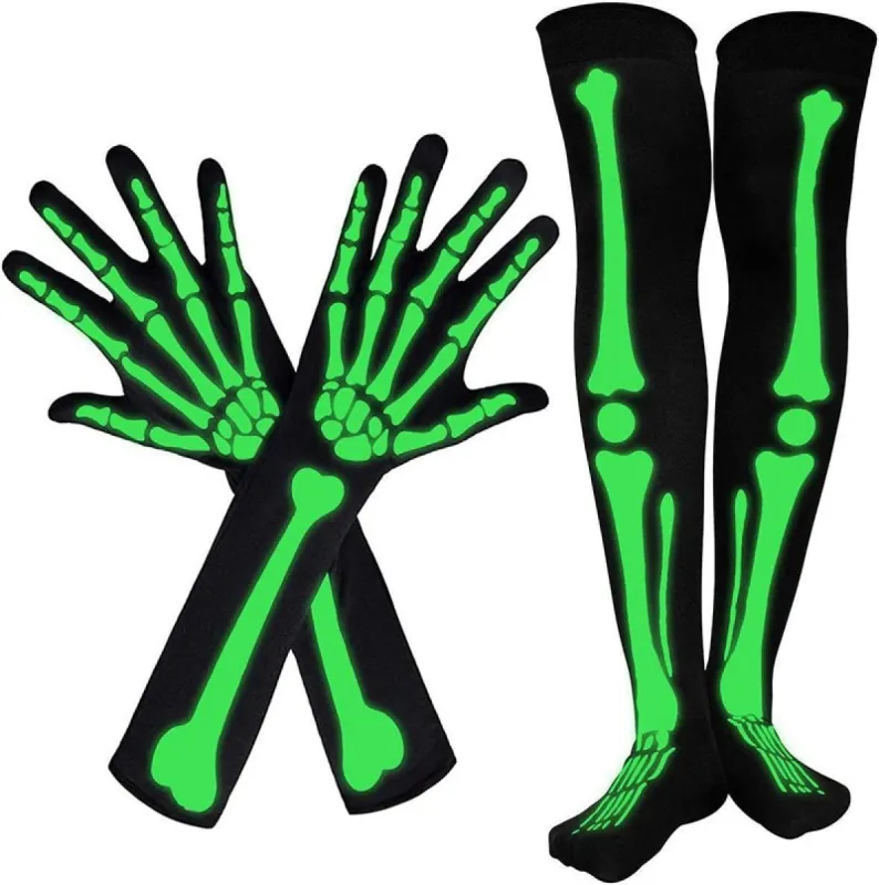 Skeleton Bones Luminous Gloves Socks Set sold by GTHIC