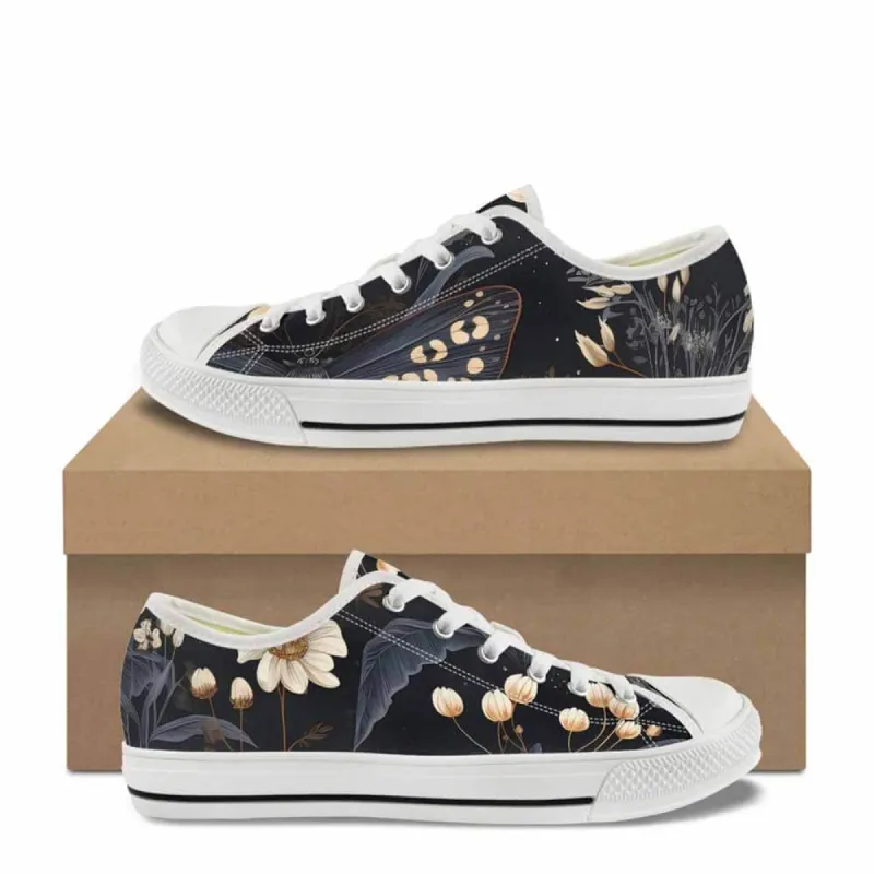 Vintage Flower In Black Canvas Shoes sold by GTHIC