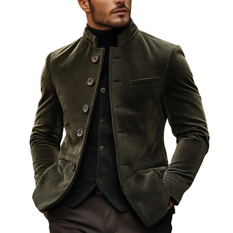 Men's Vintage Corduroy Stand Collar Single Breasted Slim Fit Blazer 57234086M sold by Manly