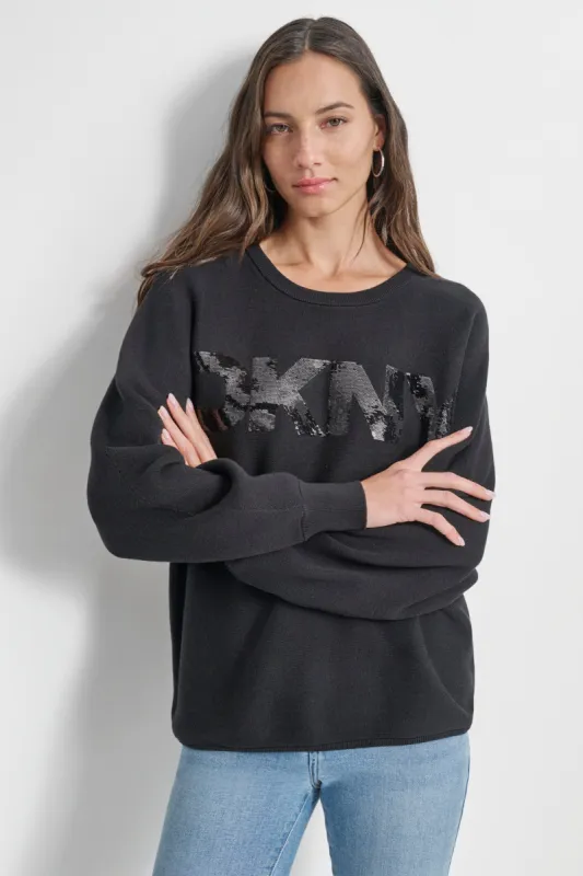SEQUIN LOGO SWEATER sold by DKNY