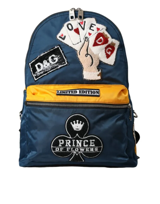 Blue Yellow Nylon Prince Of Heart Backpack Bag sold by Louxly