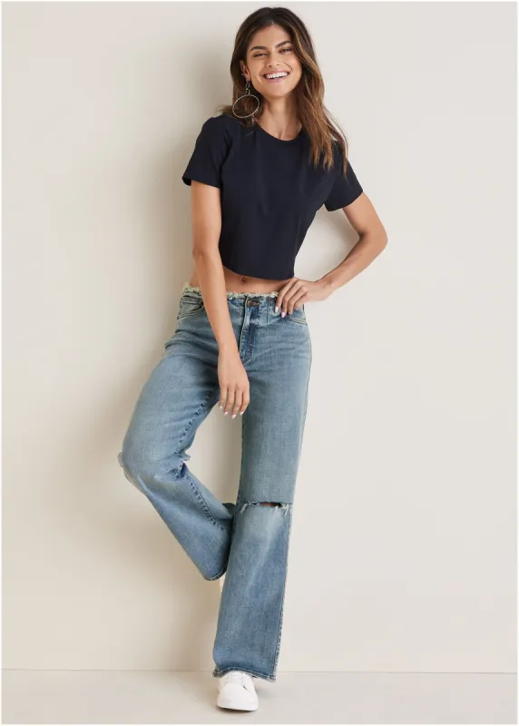Raw Edge Jeans - Light Wash sold by VENUS