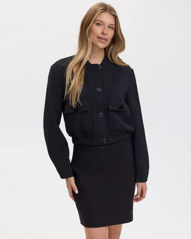 Buttoned-Down Bomber Jacket sold by Reitmans