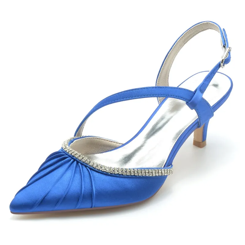 Women's Silk Satin With Ankle Strap Stiletto Heel Rhinestone Closed Toe Party Shoes sold by Lavetir