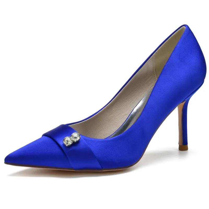 Women's Silk Satin With Closed Toe Rhinestone Stiletto Heel Evening Shoes sold by Lavetir