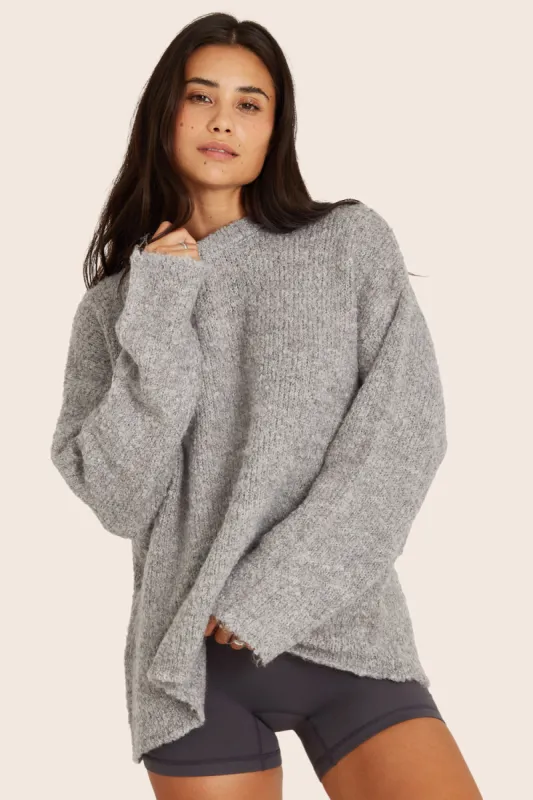 BOUCLÉ OVERSIZED CREWNECK SWEATER - HEATHER GREY sold by SETactive
