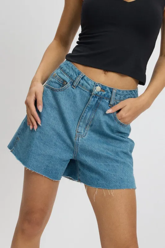 Denim Relaxed Short Longline sold by Ally Fashion