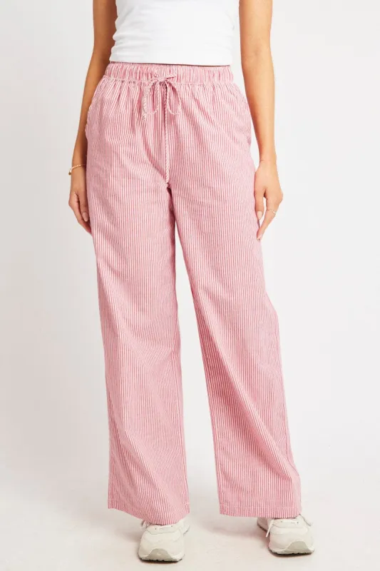 Red Stripe Wide Leg Pants High Rise sold by Ally Fashion