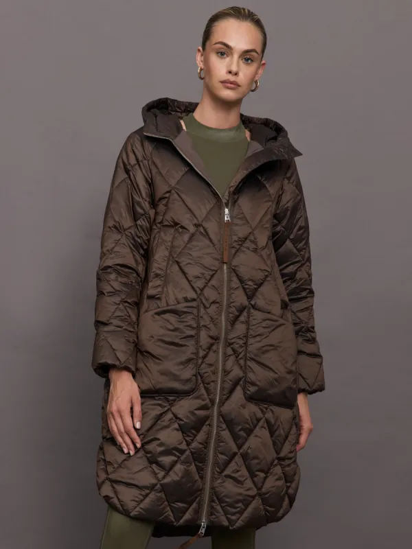 Frisco Long Quilt Coat - Coffee Quartz Metallic sold by Carbon38