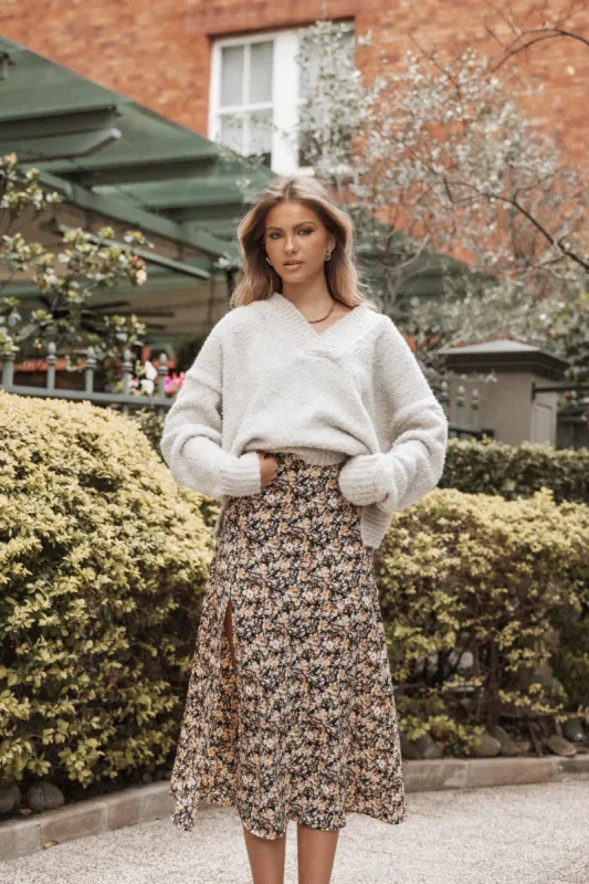 Willow Midi Skirt - Black Ditsy Floral sold by Petal & Pup