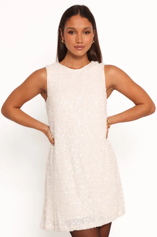 Kezie Sequin Mini Dress - Cream sold by Petal & Pup