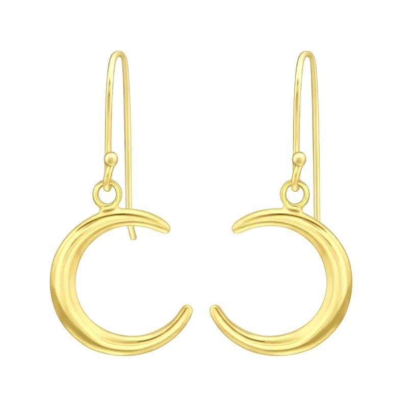 Sterling Silver 18k Gold-Plated Crescent Moon Drop Earrings sold by Zulily