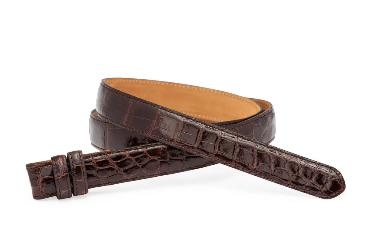 1-3/16" Glazed Alligator Slide Belt Strap sold by W. Kleinberg