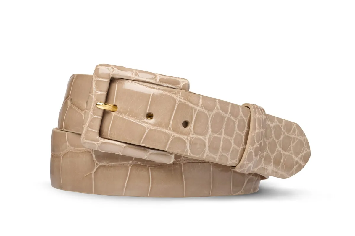 Glazed Alligator Belt with Covered Buckle sold by W. Kleinberg