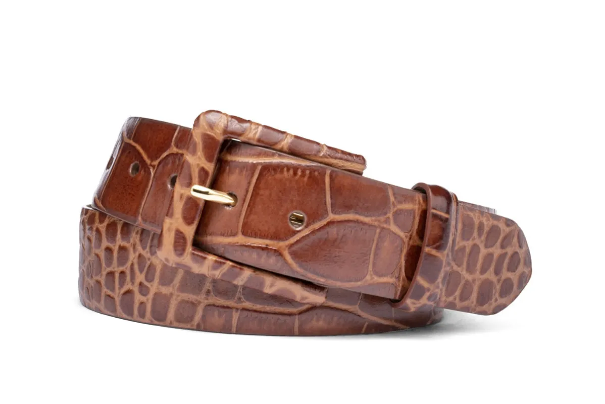 Embossed Crocodile Belt with Covered Buckle sold by W. Kleinberg