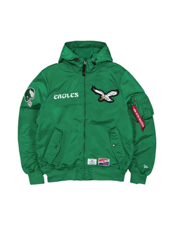 PHILADELPHIA EAGLES X ALPHA X NEW ERA L-2B BOMBER JACKET (GREEN) sold by Alpha Industries