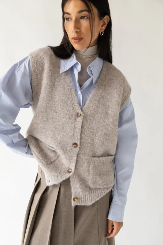 OVERSIZED BUTTON FRONT SWEATER VEST sold by OAK AND FORT