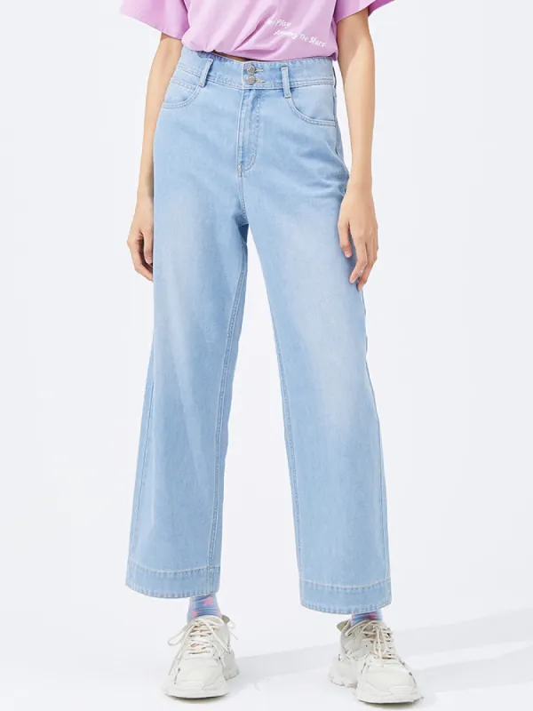 Cool Loose-Fitting Wide-Leg Jeans sold by Goelia