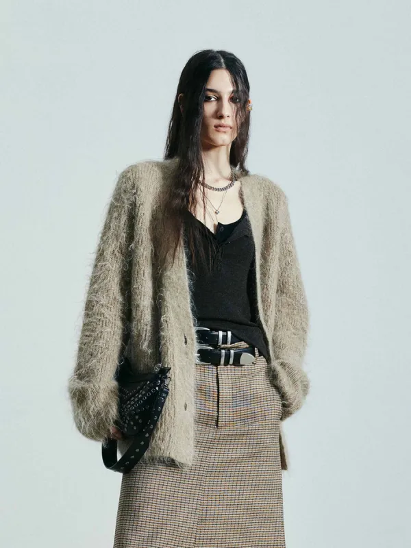 Loose Brushed Knitted Cardigan sold by Mo&Co