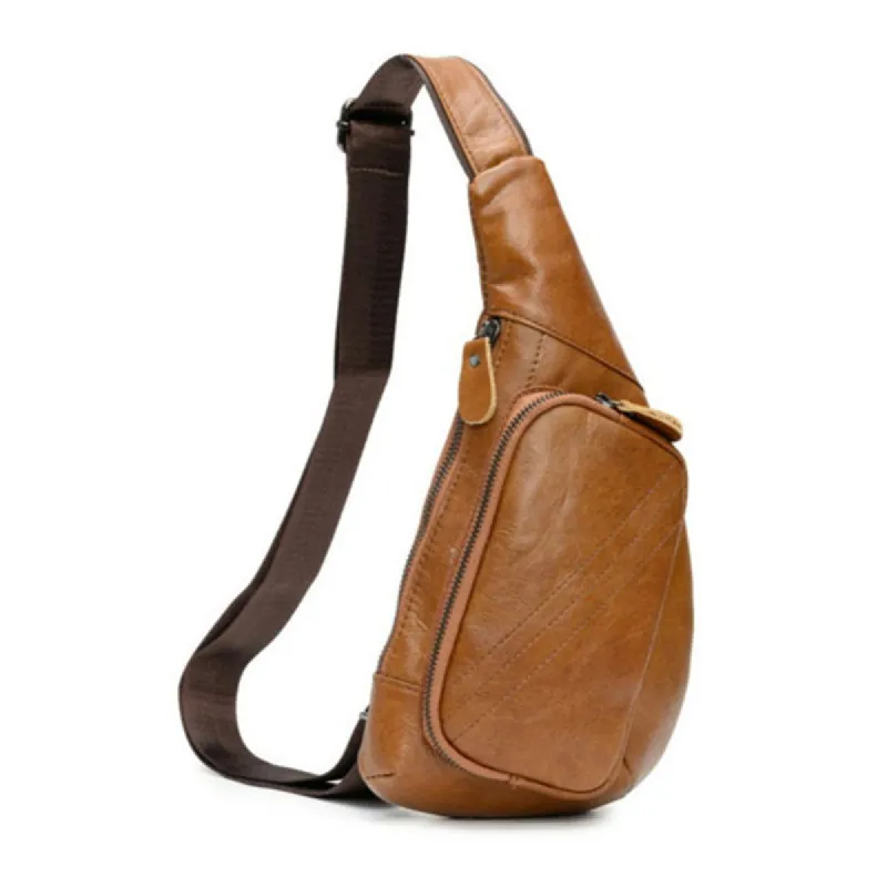 Men's Genuine Leather Shoulder Bag Messenger Bag Chest Bag Cowhide Messenger Bag 19647291U sold by Manly